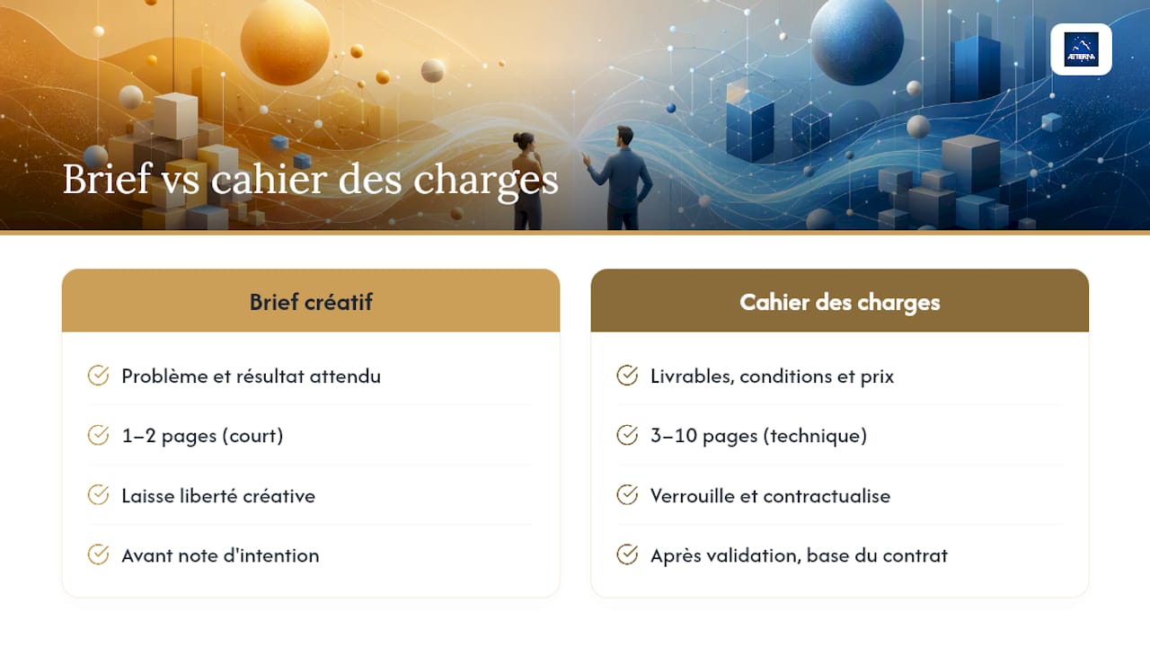 Différence entre brief créatif et cahier des charges — overview diagram