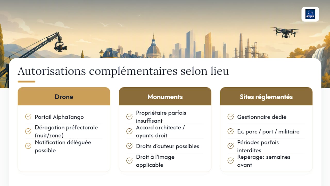 Drone, monuments et sites protégés : quelles autorisations complémentaires ? — overview diagram