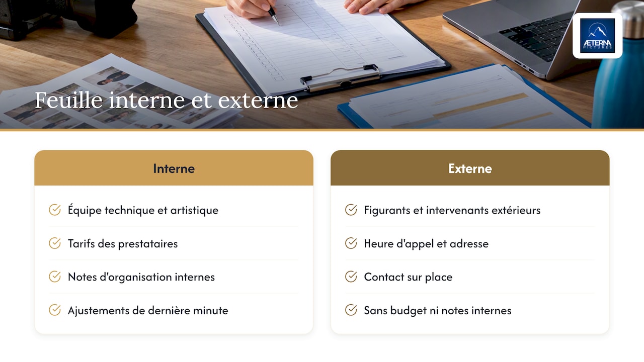 Différences entre feuilles d'appel interne et externe