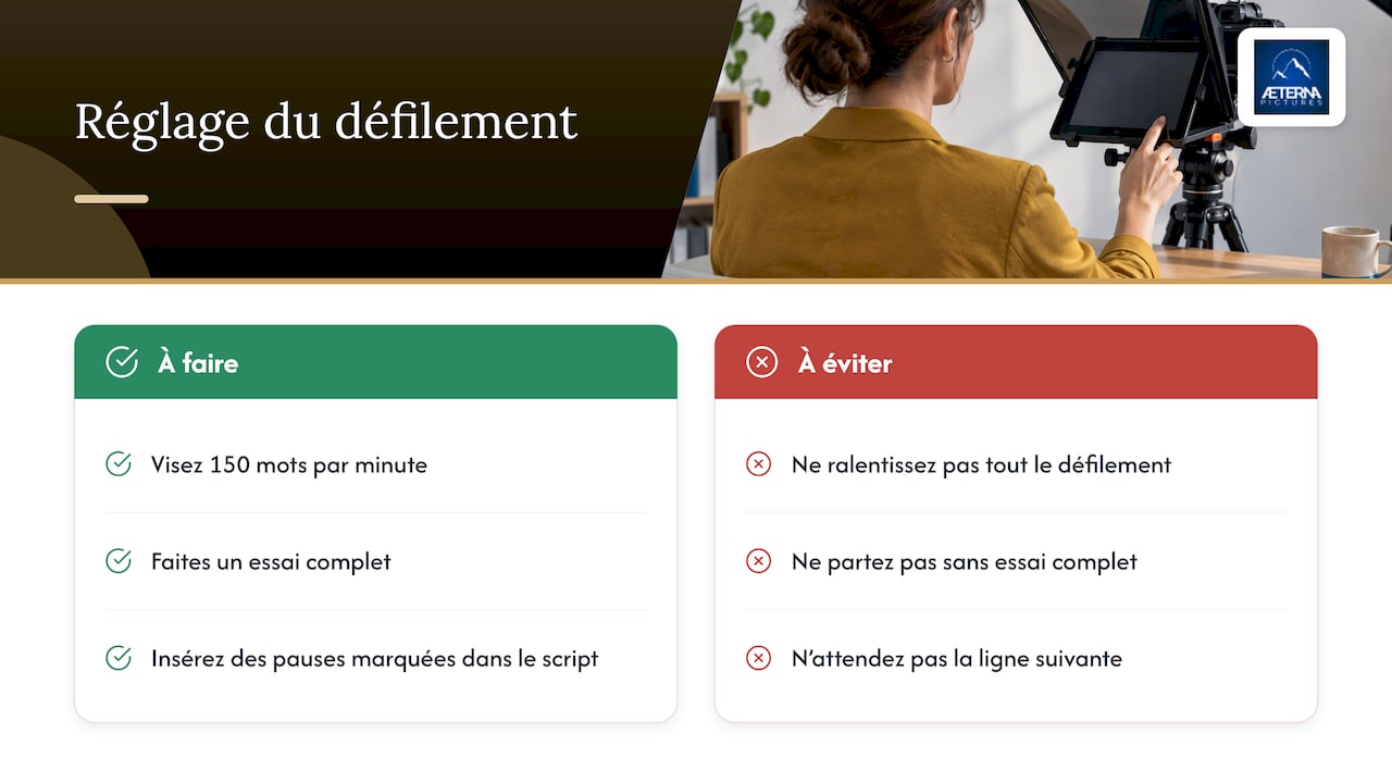 Régler la vitesse de défilement — overview diagram