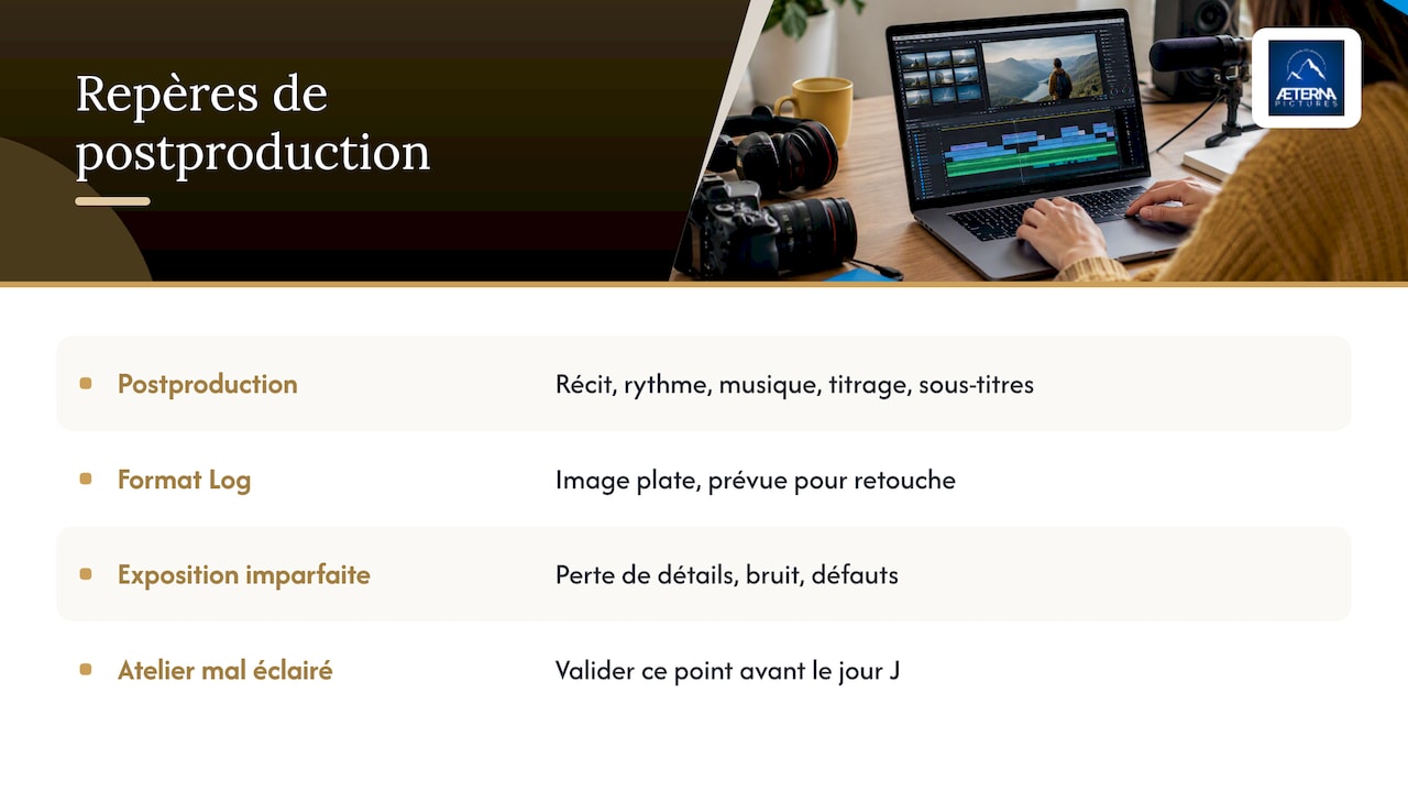 4. Montage, étalonnage et son — overview diagram