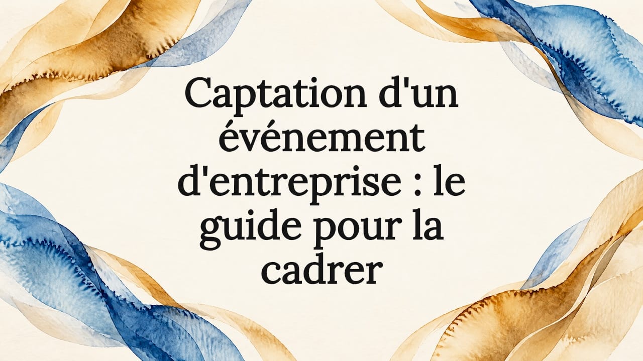 Carte de titre illustrée avec des rubans bleus et dorés flottants